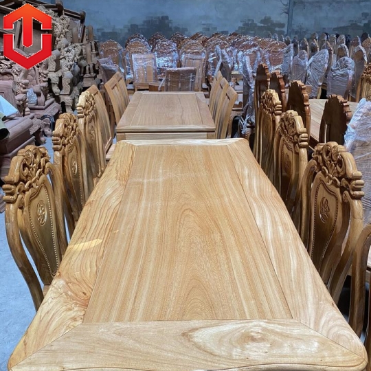 BÀN ĂN BÁNH TÂY GỖ GÕ ĐỎ 8 GHẾ