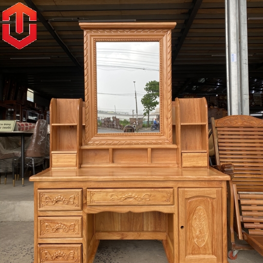 BÀN PHẤN GÕ ĐỎ 1M1 GƯƠNG VUÔNG