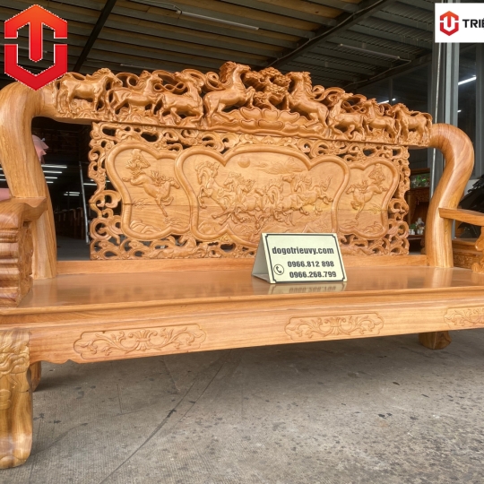 SALON NGỰA C12 GÕ ĐỎ 6 MÓN