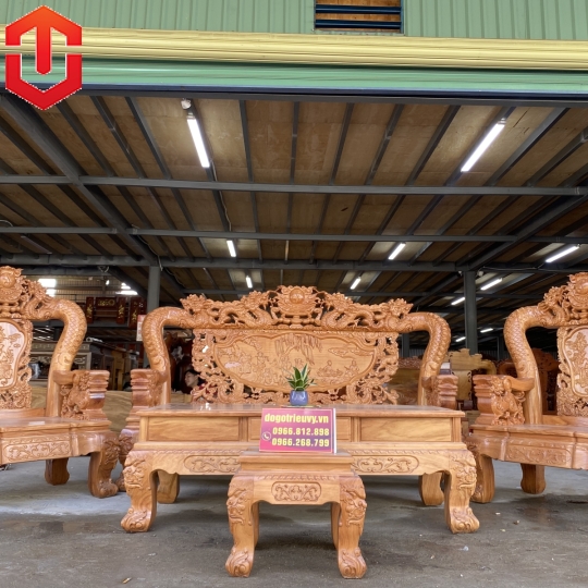 SALON RỒNG BÁT TIÊN GÕ C14 6 MÓN