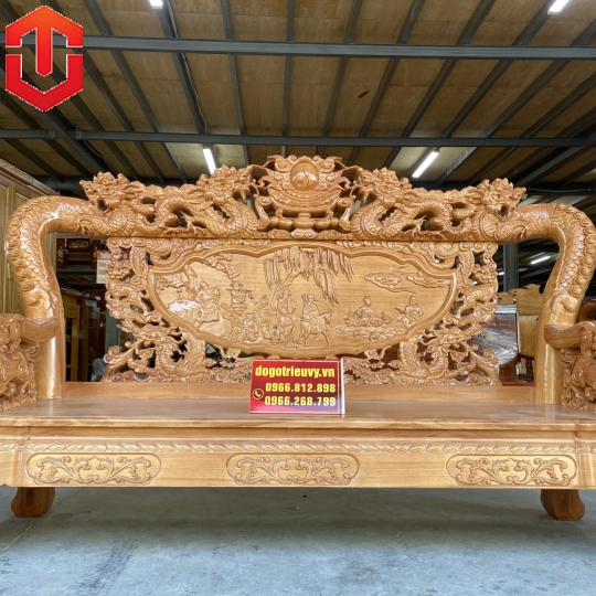 SALON RỒNG BÁT TIÊN GÕ C14 6 MÓN