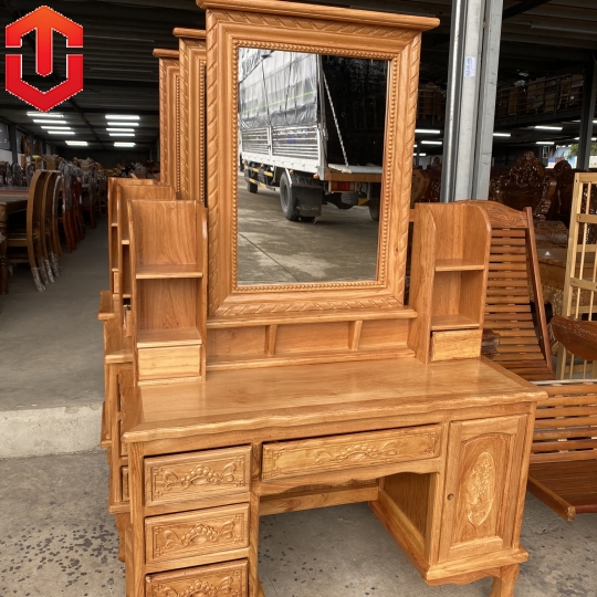 BÀN PHẤN GÕ ĐỎ 1M1 GƯƠNG VUÔNG