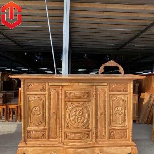 TỦ THỜ GÕ ĐỎ 1M97 CHẠM CHỮ 