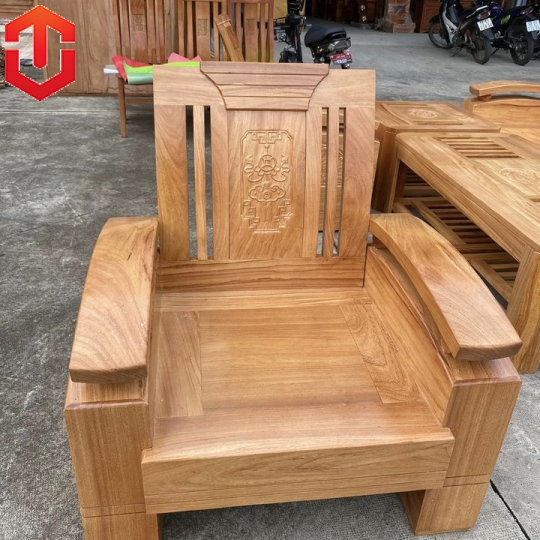 SALON ĐỐI THÙNG QUẠT TAY CONG GÕ ĐỎ