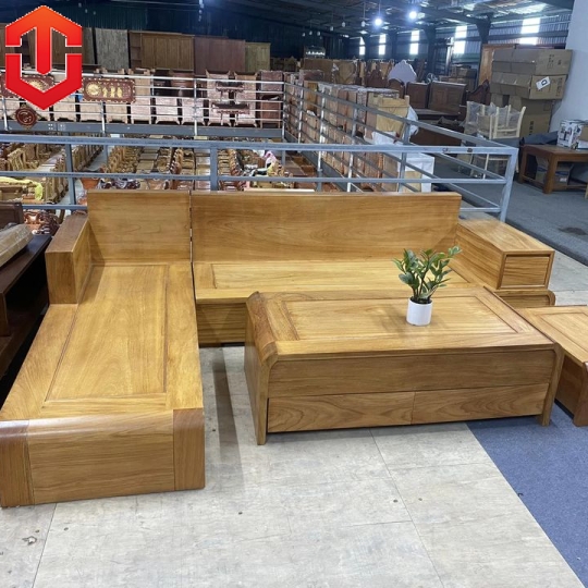 SOFA GÓC CHÂN CUỐN GÕ ĐỎ