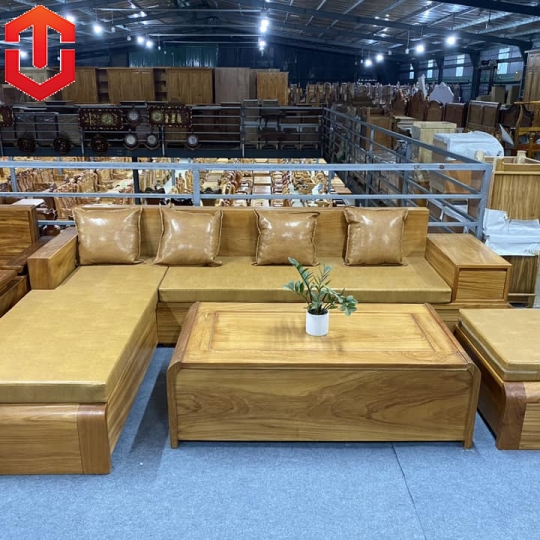 SOFA GÓC CHÂN CUỐN GÕ ĐỎ