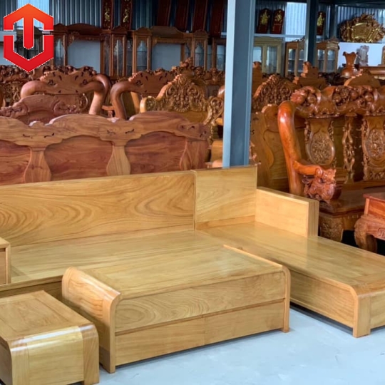 SOFA GÓC CHÂN CUỐN GÕ ĐỎ