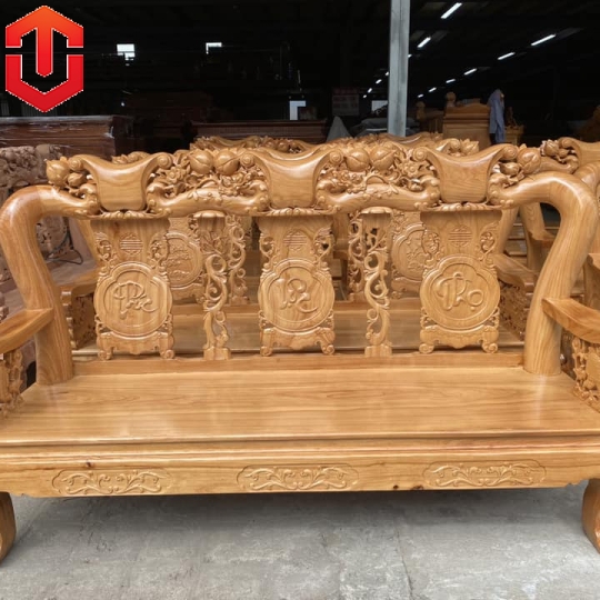 SALON ĐÀO TAY RỒNG C12 GÕ ĐỎ 6 MÓN