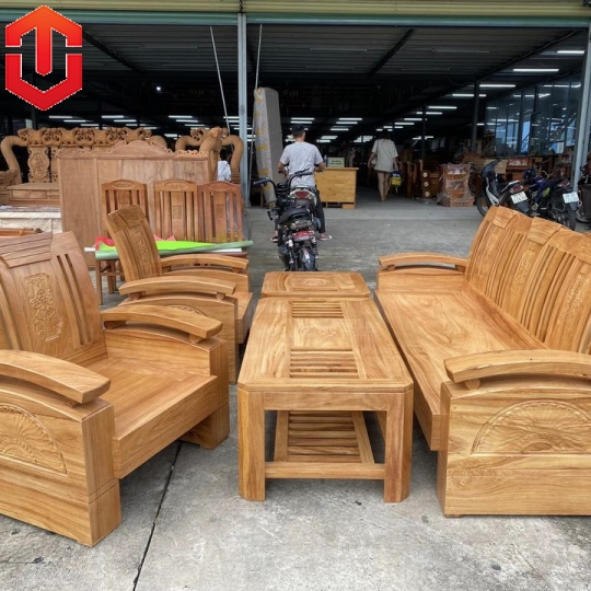 SALON ĐỐI THÙNG QUẠT TAY CONG GÕ ĐỎ