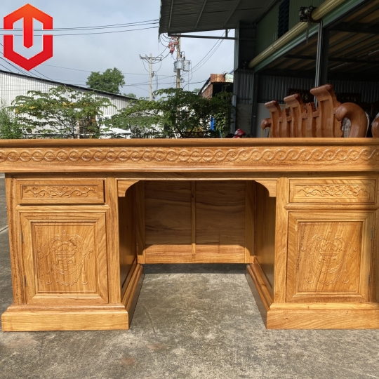 BÀN LÀM VIỆC ĐỤC CẢNH GÕ ĐỎ 1M6