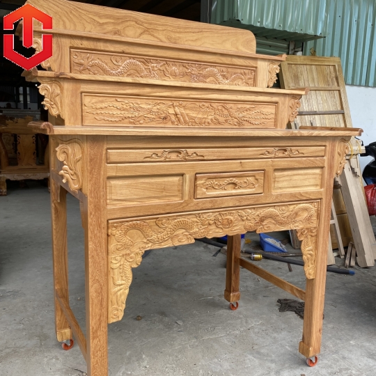 BÀN CÚNG GÕ ĐỎ 3 TẦNG 1M47