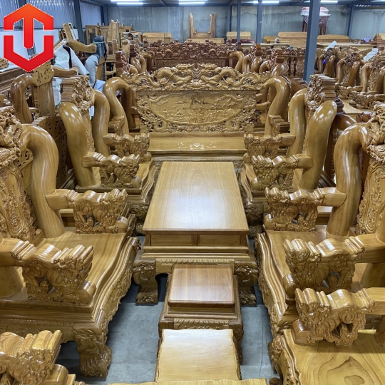 SALON RỒNG QUAY ĐẦU GÕ ĐỎ C18 10 MÓN 