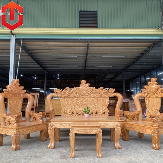 SALON NGHÊ 5 ĐẦU GÕ ĐỎ C12 6 MÓN 