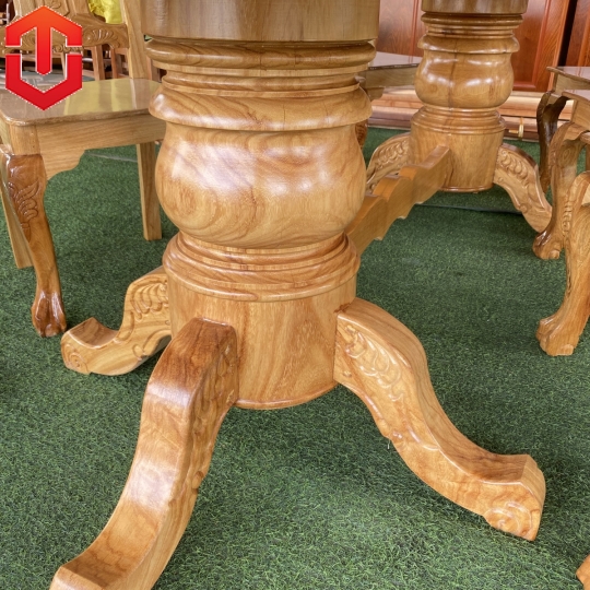 BÀN ĂN GÕ ĐỎ MẶT 3F - 8 GHẾ
