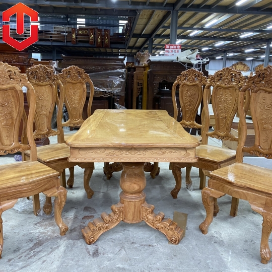 BÀN ĂN BÁNH TÂY GÕ ĐỎ 6 GHẾ