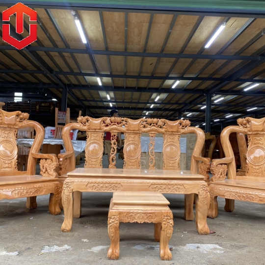 SALON ĐÀO TAY RỒNG GÕ ĐỎ C10 6 MÓN