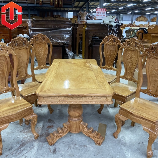 BÀN ĂN BÁNH TÂY GÕ ĐỎ 6 GHẾ