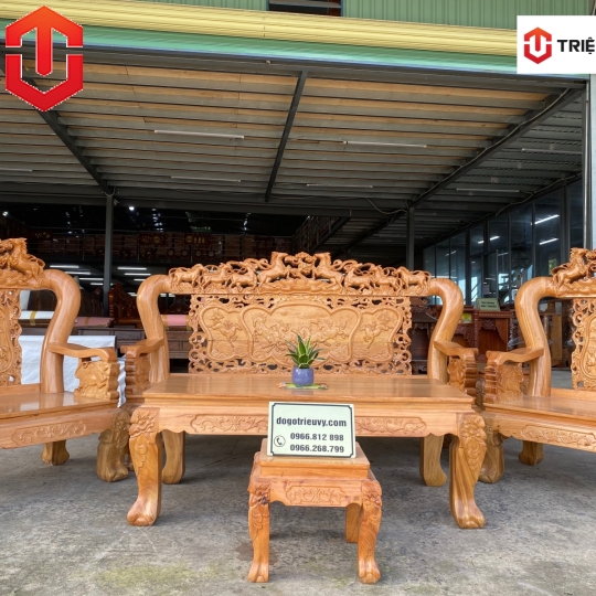 SALON NGỰA C12 GÕ ĐỎ 6 MÓN