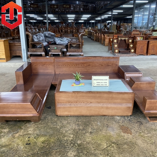 SOFA GÓC THUYỀN SỒI MÀU ÓC CHÓ