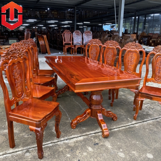 BÀN ĂN TRÀM MẶT VUÔNG 8 GHẾ