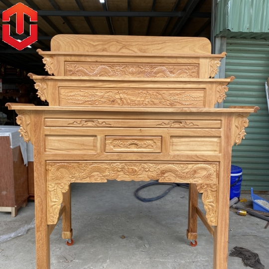 BÀN CÚNG GÕ ĐỎ 3 TẦNG 1M47