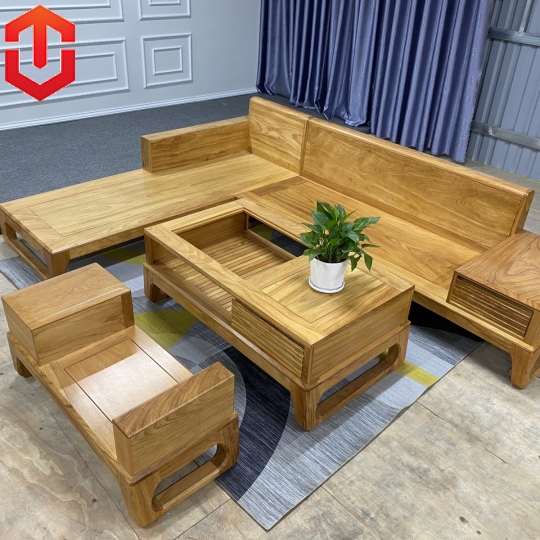 Sofa sồi choãi 2 văng màu óc chó