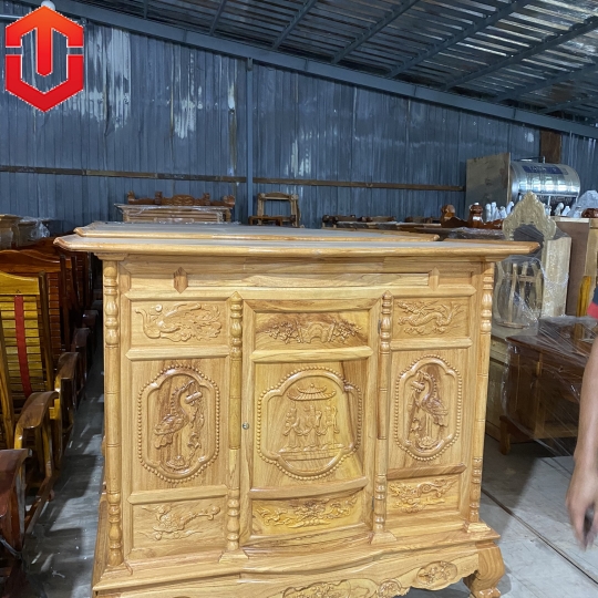 TỦ THỜ TAM ĐA GÕ ĐỎ 1M53