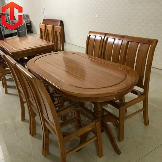 BÀN ĂN OVANL HƯƠNG XÁM 6 GHẾ