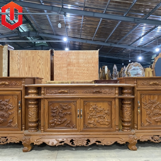 KỆ TIVI CỘT NHO GÕ ĐỎ