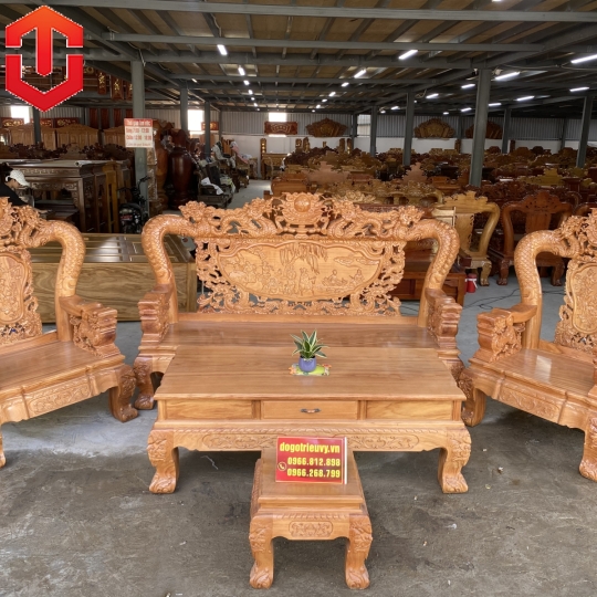 SALON RỒNG BÁT TIÊN GÕ C14 6 MÓN