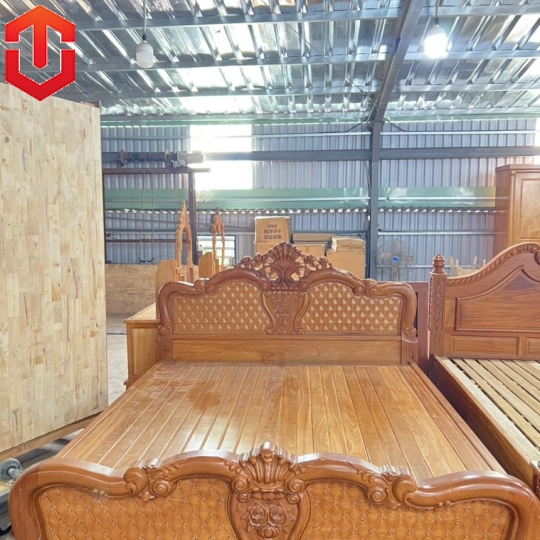 GIƯỜNG CHÁM CHIM NỮA HOÀNG CARO GÕ ĐỎ