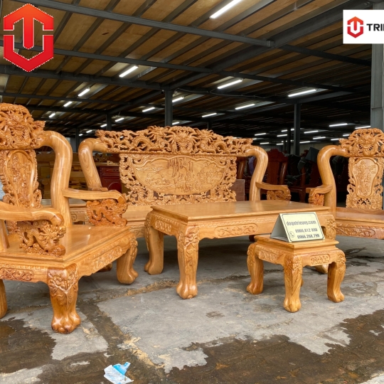 SALON RỒNG BÁT TIÊN GÕ ĐỎ C12 6 MON