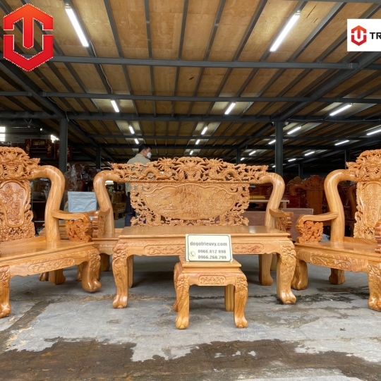 SALON RỒNG BÁT TIÊN GÕ ĐỎ C12 6 MON