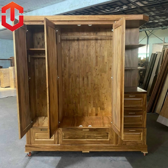 TỦ ÁO HƯƠNG XÁM PHỦ 3 CÁNH KỆ TRANG TRÍ