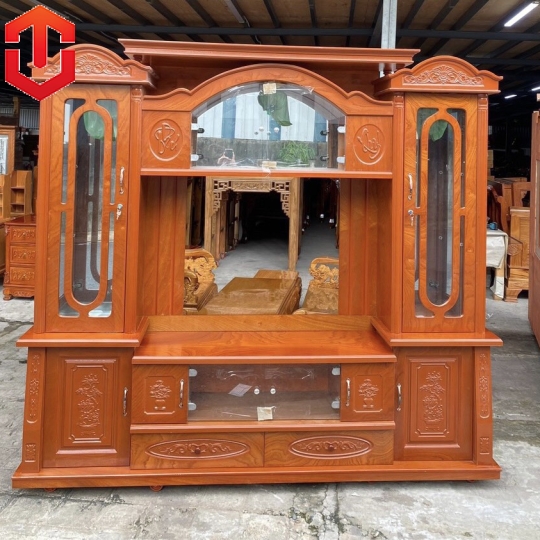 KỆ TƯỜNG TIVI XOAN ĐÀO 2M2