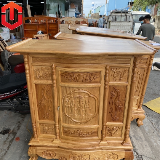 TỦ THỜ CHẠM TAM ĐA GÕ ĐỎ 1M27
