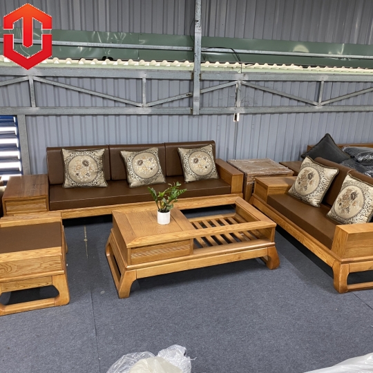 SOFA 2 VĂNG CHÂN CHOÃI GÕ ĐỎ