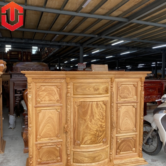 TỦ THỜ BỤNG PHỆ MẶT TRƠN GÕ ĐỎ 1M8