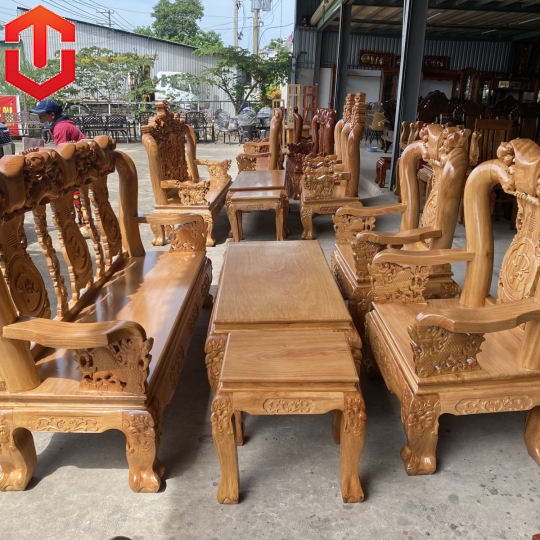 SALON ĐÀO TAY RỒNG C12 GÕ ĐỎ 6 MÓN
