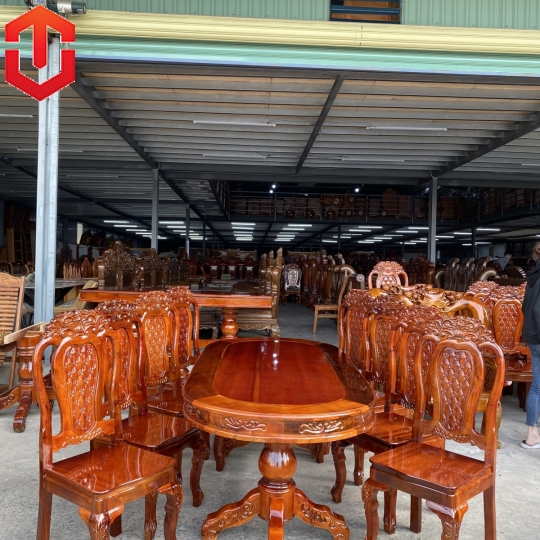 BÀN ĂN OVANL TRÀM 8 GHẾ