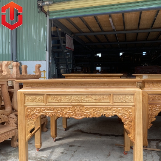 BÀN CÚNG CHẠM NHƯ Ý GÕ ĐỎ 1M75