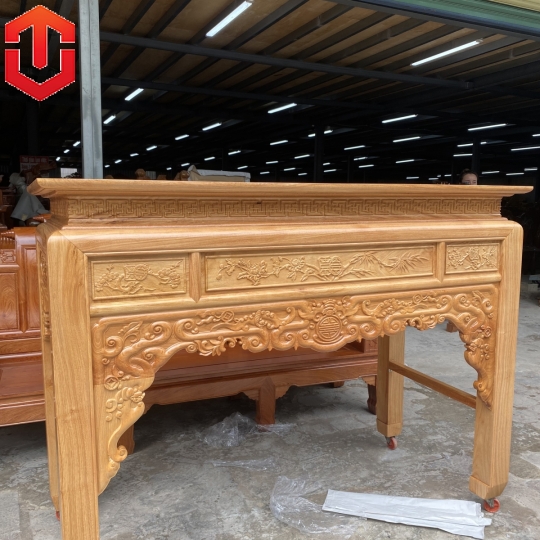 BÀN CÚNG CHẠM NHƯ Ý GÕ ĐỎ 1M75