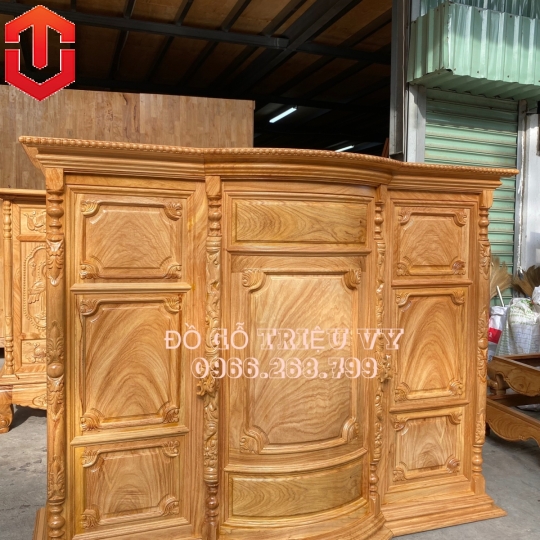 TỦ THỜ BỤNG PHỆ TRƠN GÕ ĐỎ 1M8 - CAO CẤP 