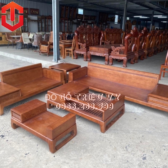 SOFA  2 VĂNG CHÂN CHOÃI SỒI MÀU ÓC CHÓ - VẾ TRÁI