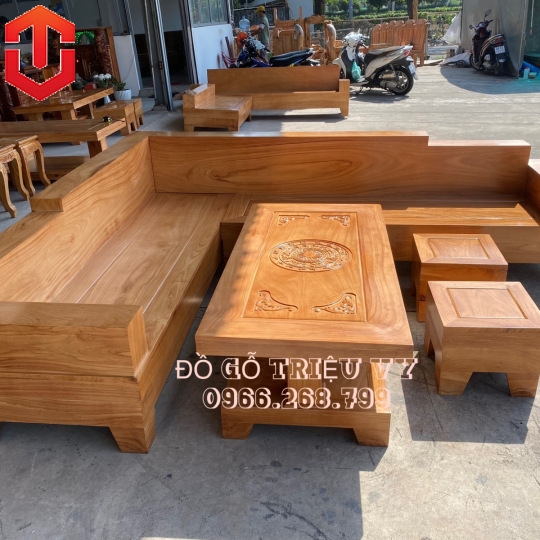SOFA GÓC HỘP GÕ ĐỎ  - SOFA GỖ CAO CẤP
