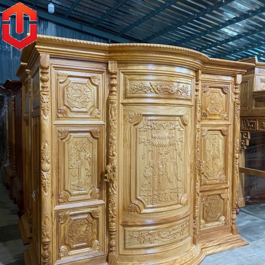 TỦ THỜ BỤNG PHỆ GÕ ĐỎ MẶT CHẠM 1M6 - CAO CẤP