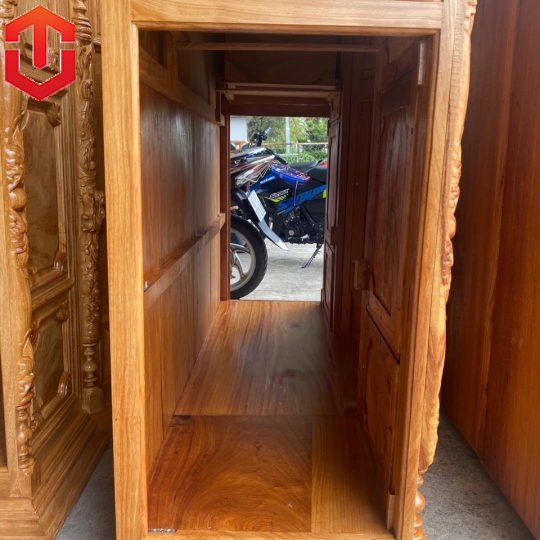 TỦ THỜ BỤNG PHỆ GÕ ĐỎ MẶT CHẠM 1M6 - CAO CẤP