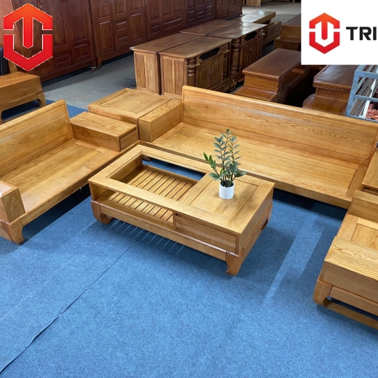 SOFA 2 VĂNG CHÂN CHOÃI SỒI MÀU LAU HƯƠNG - VẾ TRÁI