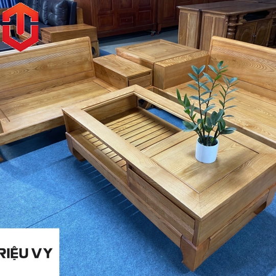 SOFA 2 VĂNG CHÂN CHOÃI SỒI MÀU LAU HƯƠNG - VẾ TRÁI