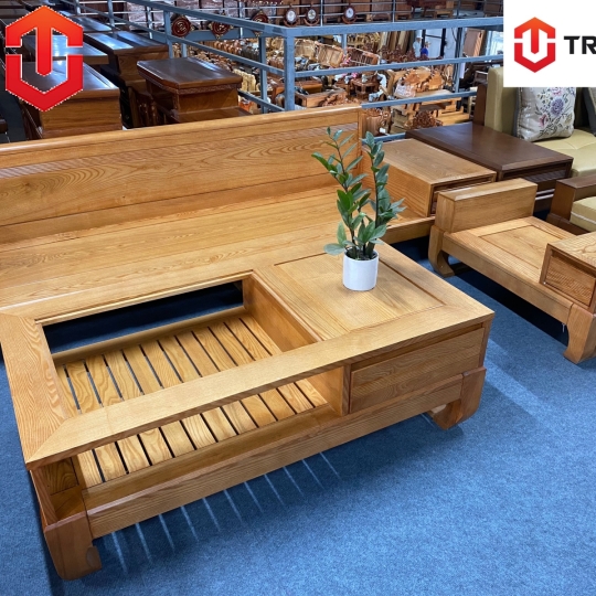 SOFA 2 VĂNG CHÂN CHOÃI SỒI MÀU LAU HƯƠNG - VẾ TRÁI